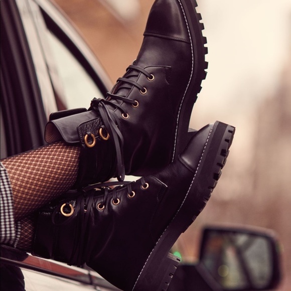 Stuart Weitzman Lexy Black Combat Boot Size 5 - Picture 3 of 13